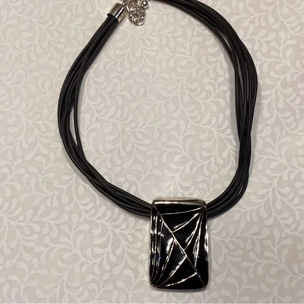 Black Multi-Strand Pendant Necklace - Contemporary Women’s Jewelry